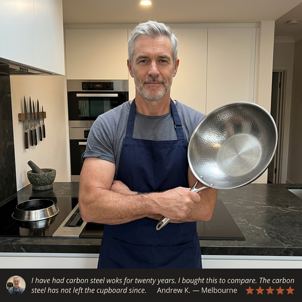 Titanium Hammered Wok Pan Pro - Andrew BIFL testimonial