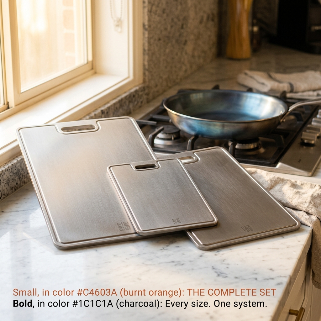 Titanium Cutting Board Bundle - all sizes on bench