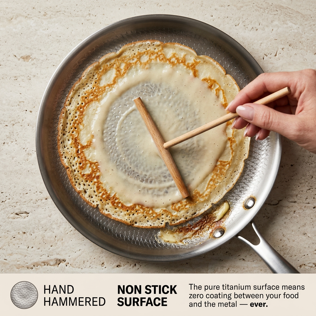 Titanium Hammered Crêpe Pan Pro - hand hammered non stick surface