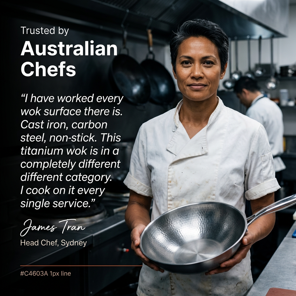 Titanium Hammered Wok Pan Pro - James chef testimonial
