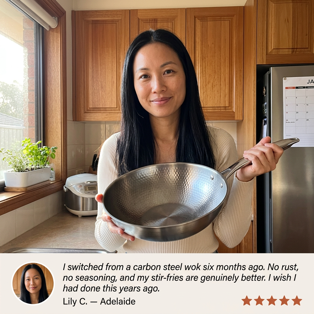Titanium Hammered Wok Pan Pro - Lily mum testimonial