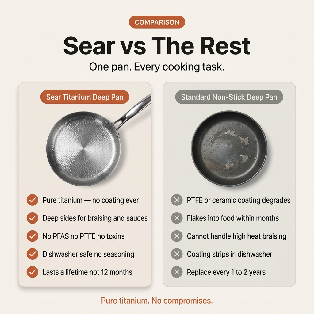Titanium Hammered Deep Pan Pro - Sear vs The Rest