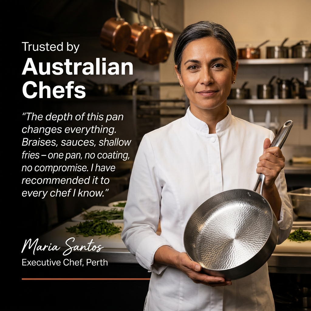 Titanium Hammered Deep Pan Pro - Maria chef testimonial
