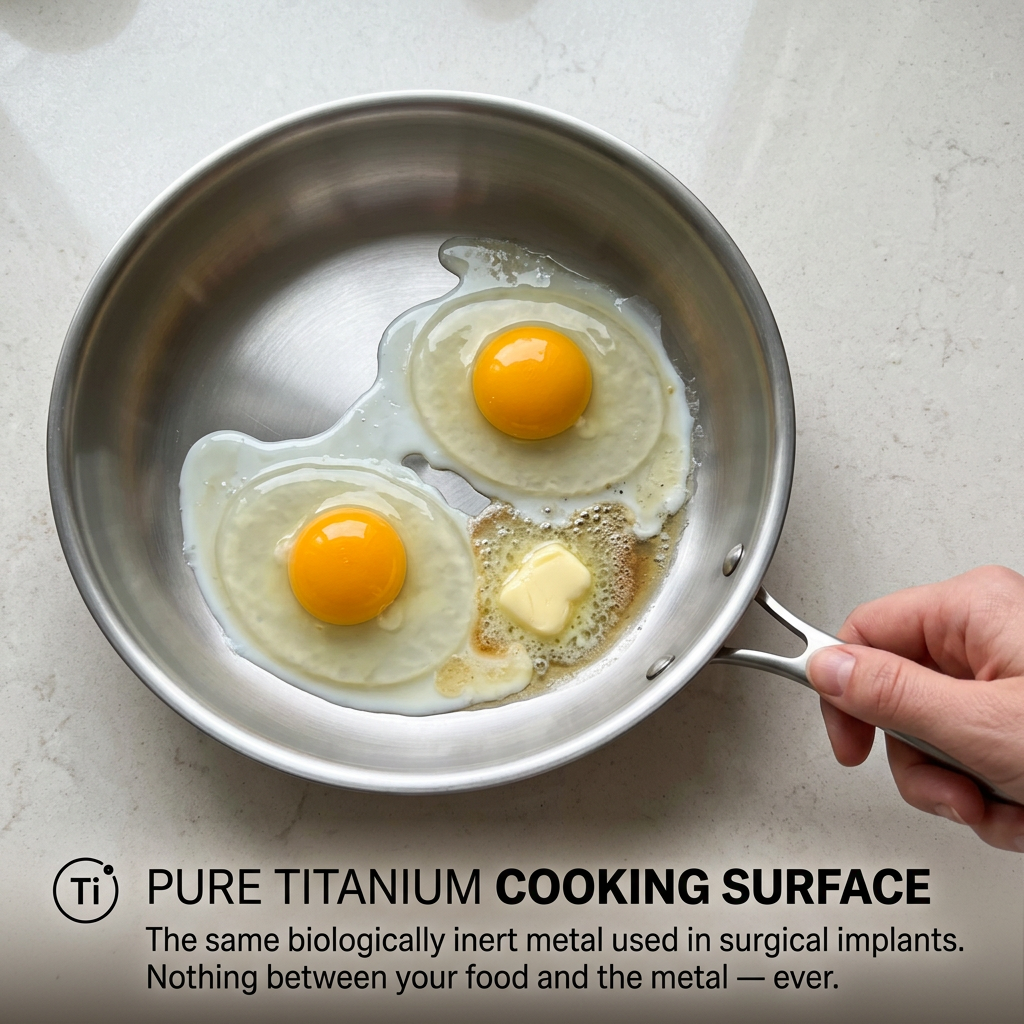 Titanium Pan Pro - pure titanium cooking surface