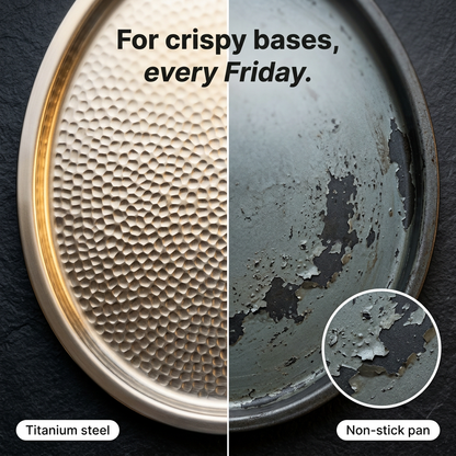 Titanium Hammered Pizza Steel - split comparison