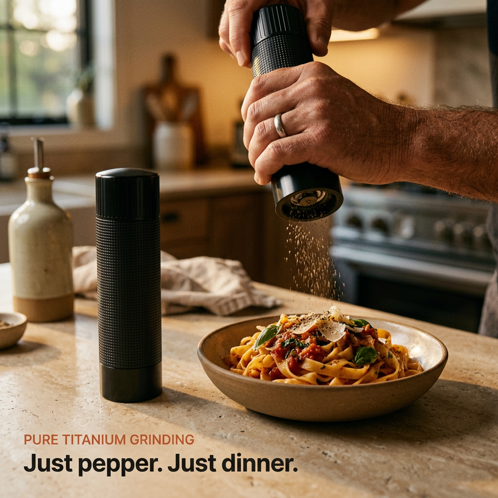 Pepper Mill - grinding over pasta