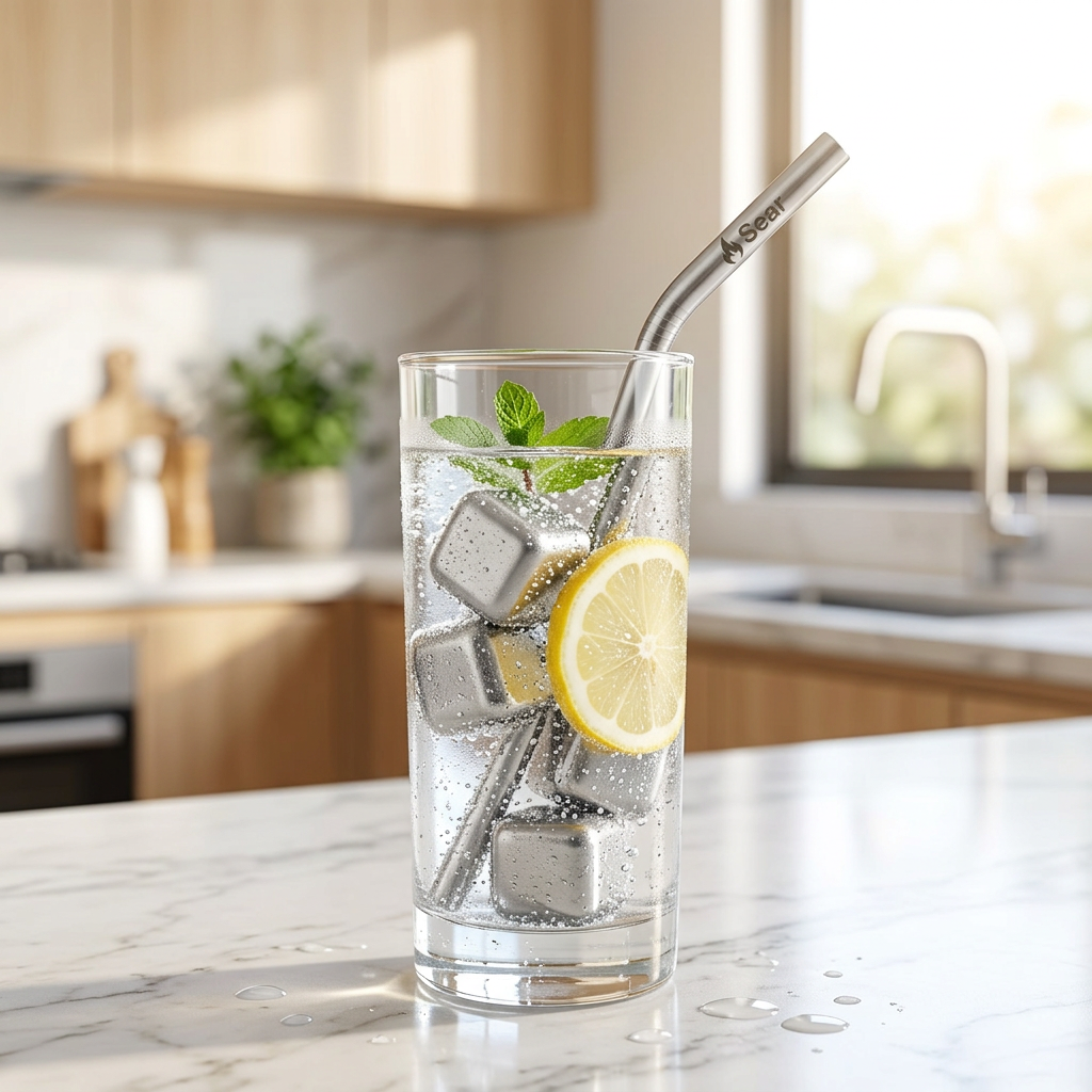 Titanium Ice Cubes - sparkling water lifestyle
