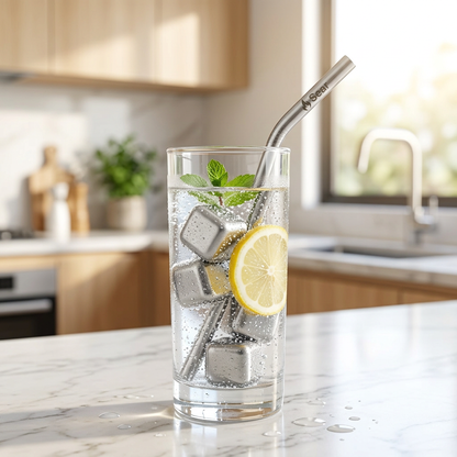 Titanium Ice Cubes - sparkling water lifestyle