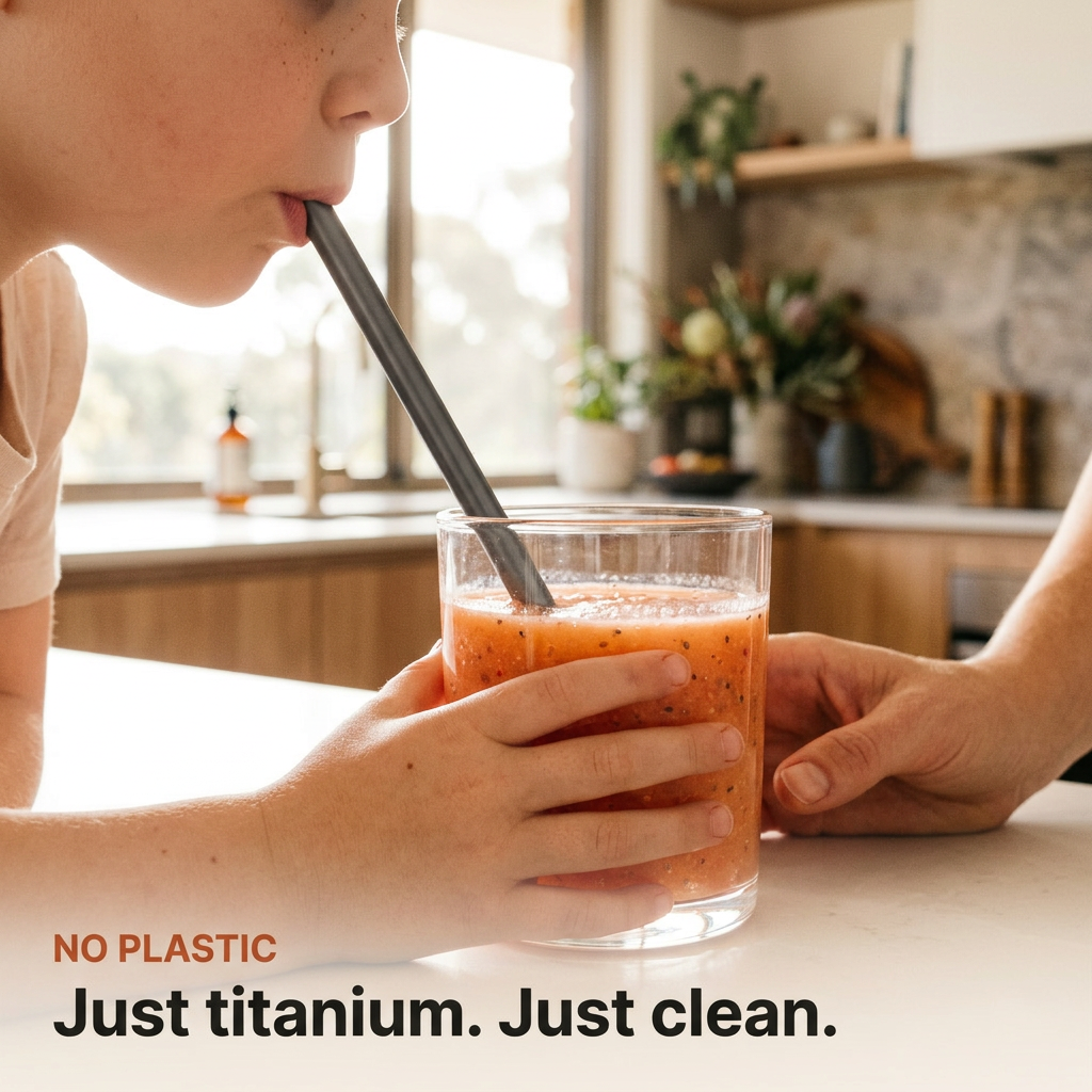 Titanium Straws - child drinking just clean