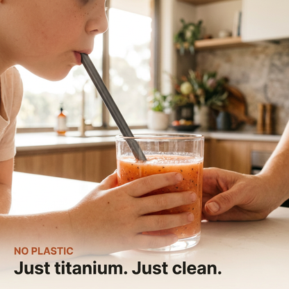 Titanium Straws - child drinking just clean