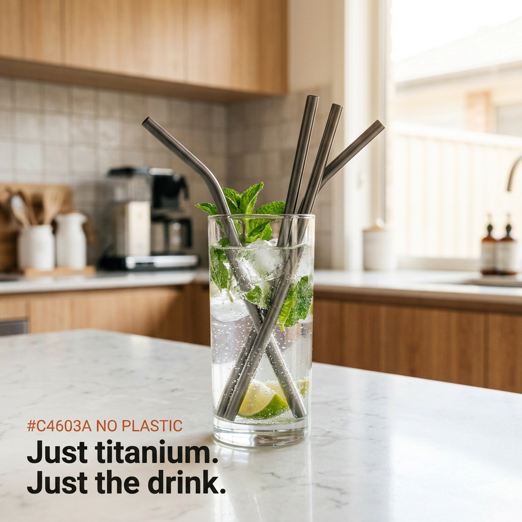 Titanium Straws - sparkling water lifestyle