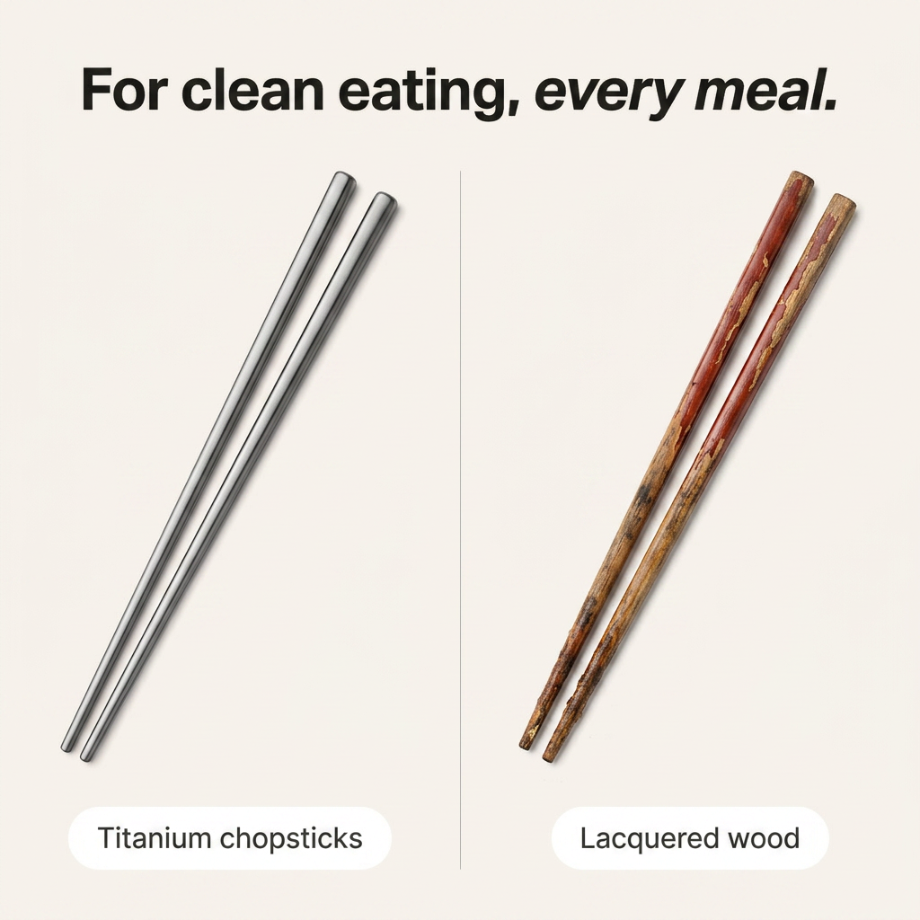 Titanium Chopsticks - split comparison vs lacquered
