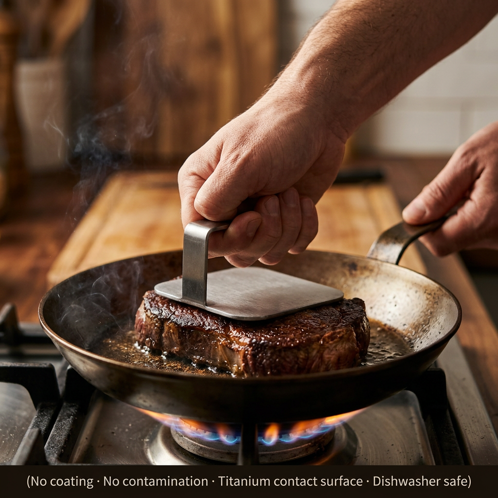 Grill Press - wagyu steak sear action