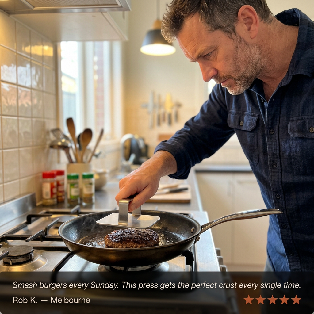 Grill Press - Rob smash burger testimonial