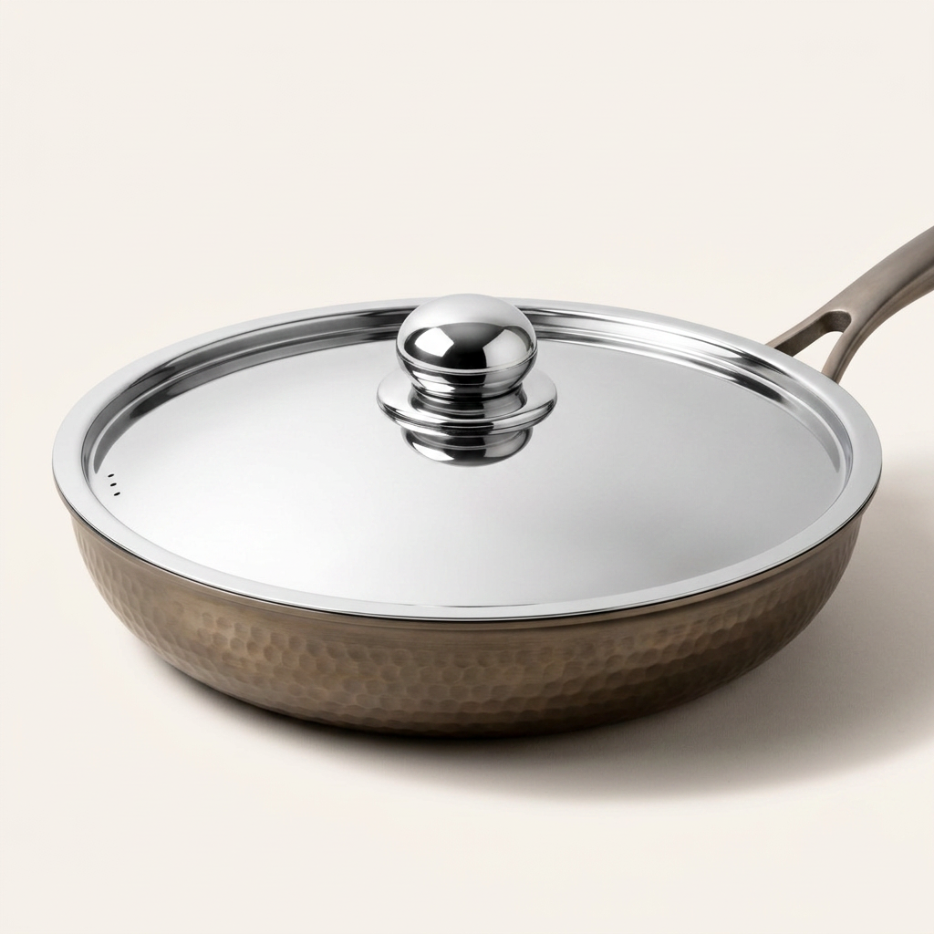 Stainless Steel Lid - hero on pan