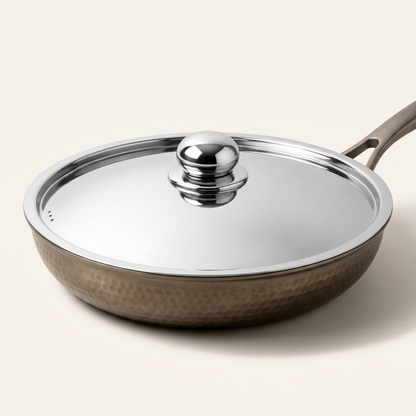 Stainless Steel Lid - hero on pan