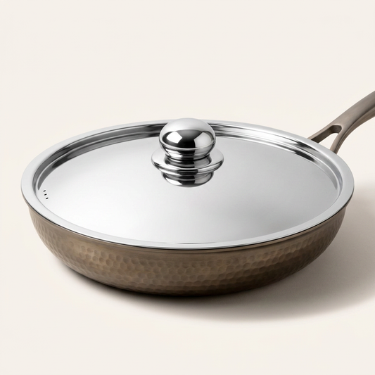 Stainless Steel Lid - hero on pan