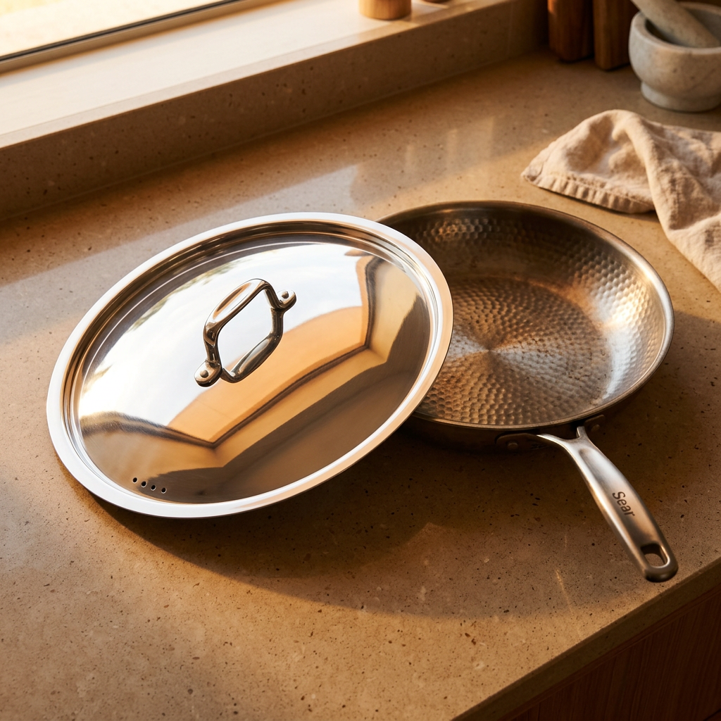 Stainless Steel Lid - overhead pan and lid pair