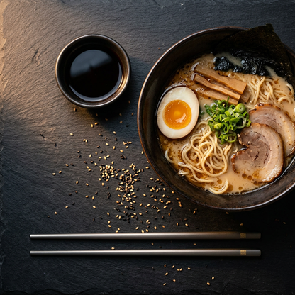 Titanium Chopsticks - ramen flat lay