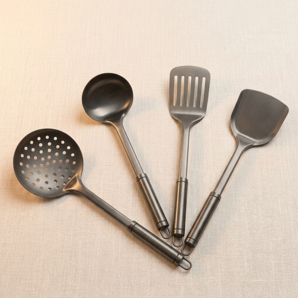 Titanium Utensil Set Bundle - flat lay fanned