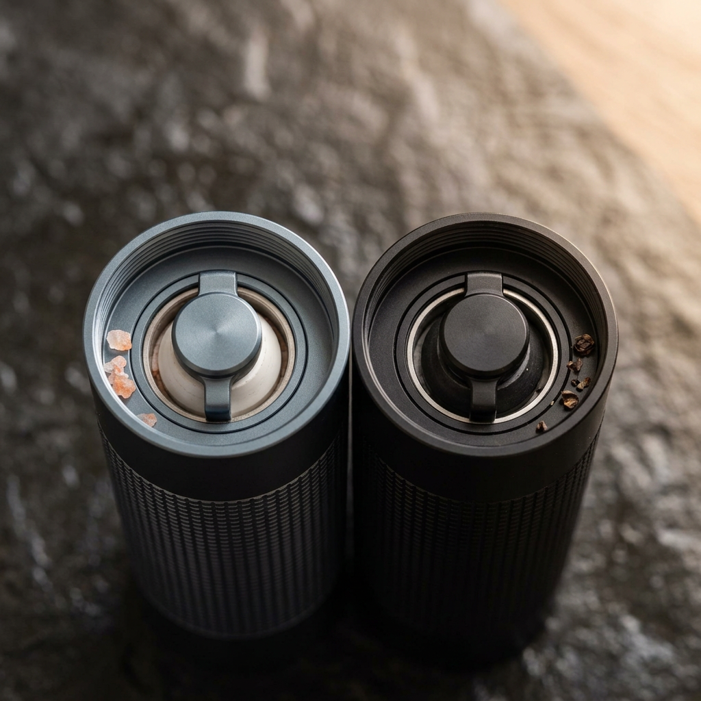 Salt and Pepper Mill Set - close up detail
