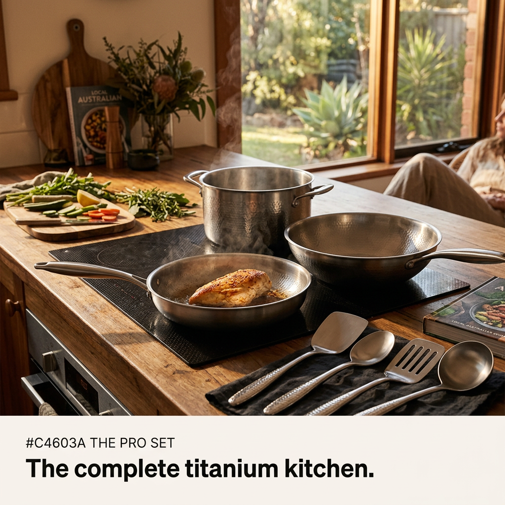 Titanium Hammered Cookware Set Pro - complete kitchen system