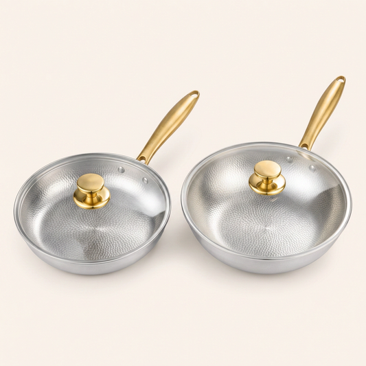 Titanium Pan Pro + Wok Pro Set - hero both pans