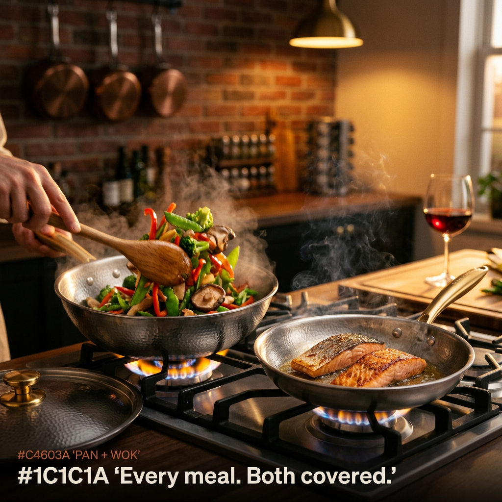 Titanium Pan Pro + Wok Pro Set - both on gas cooking