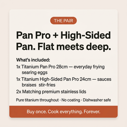 Titanium Pan Pro + High-Sided Pan Set - what's included card