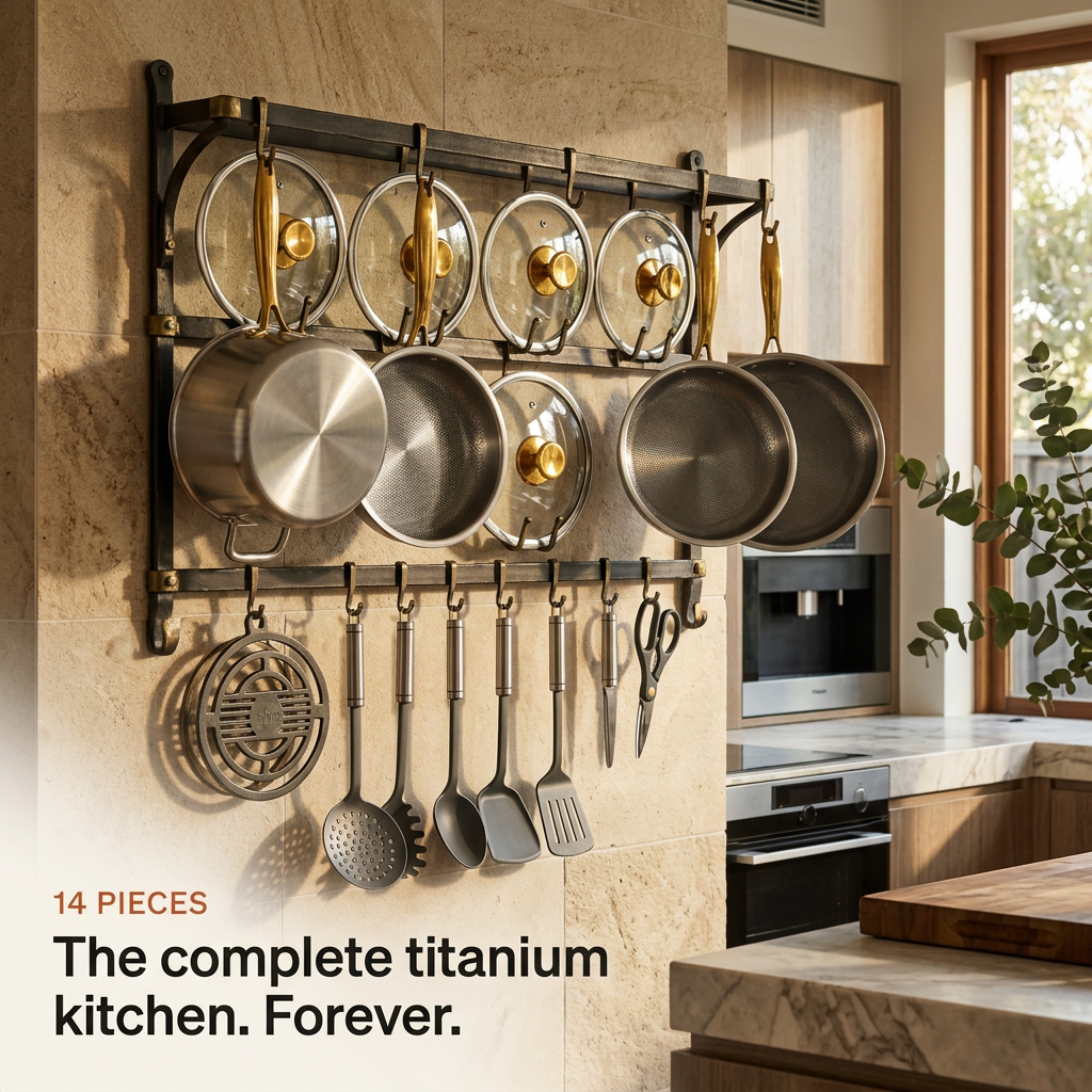 Complete Titanium Kitchen Set 14 Pieces - wall rack complete forever