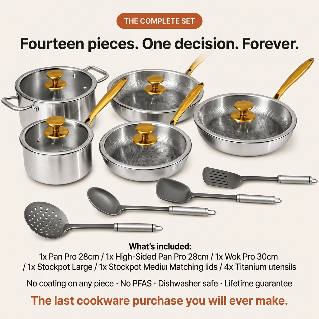 Complete Titanium Kitchen Set 14 Pieces - 14 pieces card