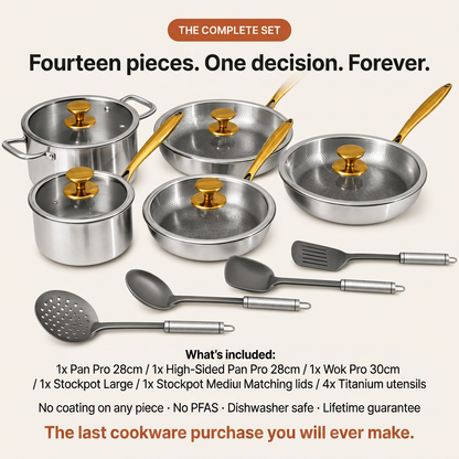 Complete Titanium Kitchen Set 14 Pieces - 14 pieces card