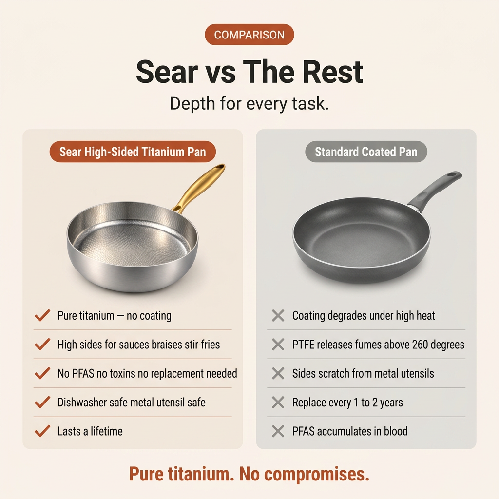 Titanium High-Sided Pan Pro - Sear vs The Rest comparison