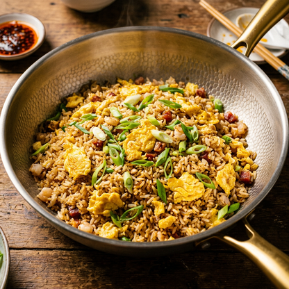 Titanium Wok Pro Gold Handle - fried rice overhead