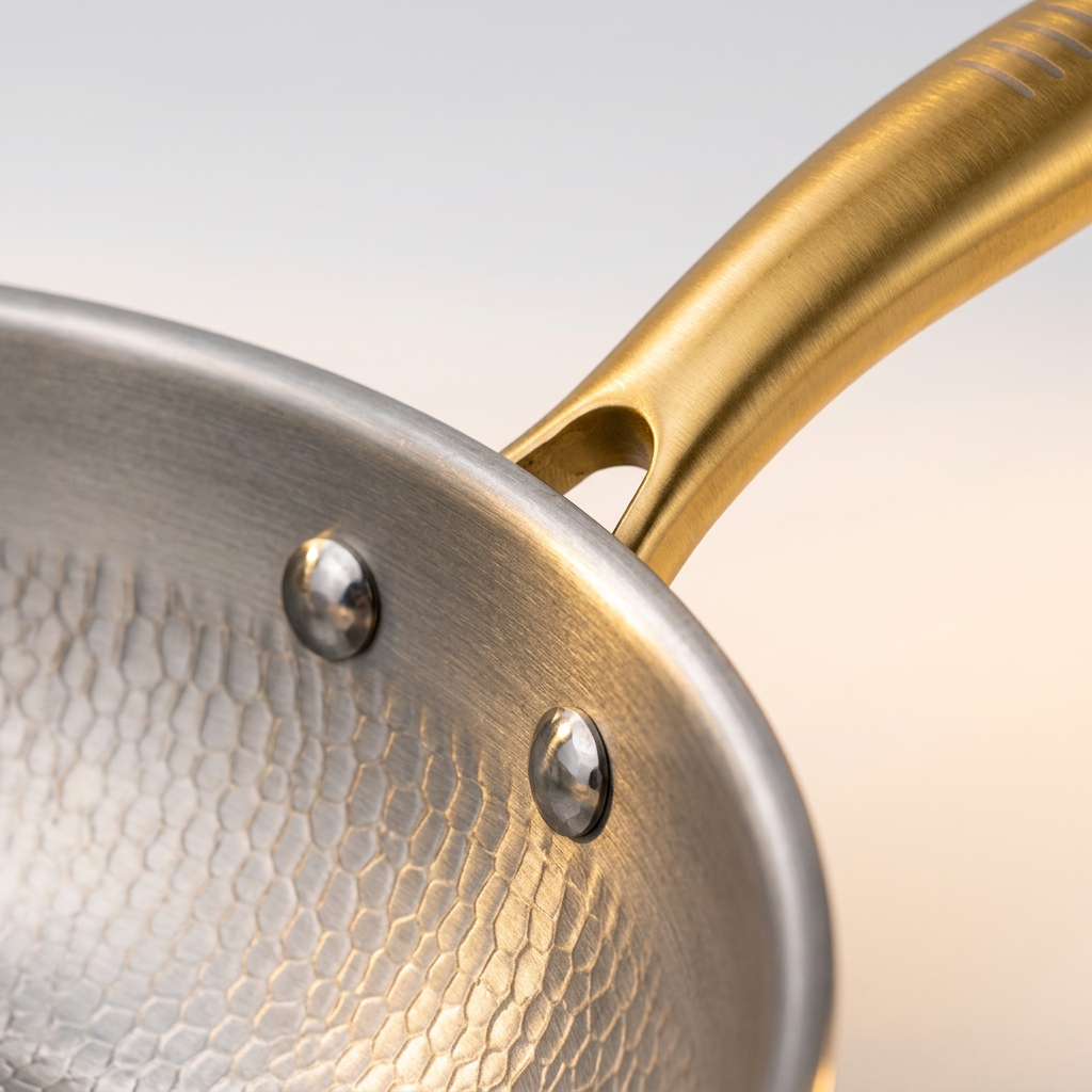 Titanium Wok Pro Gold Handle - gold handle close up detail