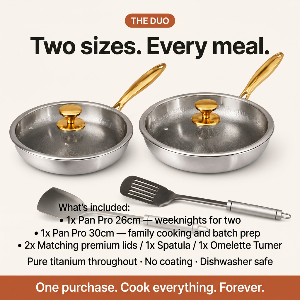 Everyday Titanium Pan Duo - what's included card
