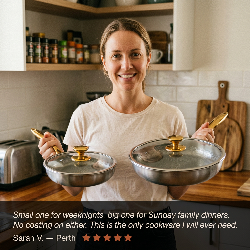 Everyday Titanium Pan Duo - Sarah two pans testimonial