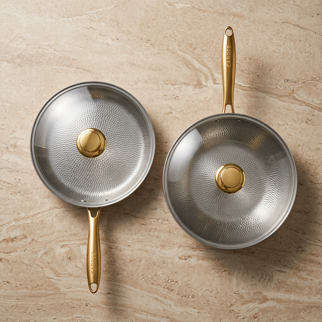 Titanium Pan Pro + Wok Pro Set - overhead flat lay both pans